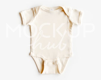 Rabbit Skins Baby Mockup | 4400 Natural Bodysuit | Fall Mockup | Bodysuit Mockup | Baby Mockup | Boho Mockup | Gender Neutral