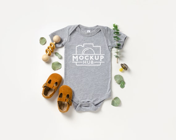 Bella Canvas 100b Athletic Heather Bodysuit Flat Lay One Etsy