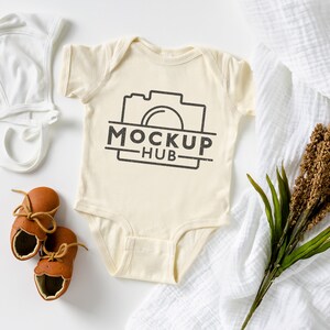 Rabbit Skins 4400 Mockup | Natural Baby Bodysuit | 4400 Natural | Baby Mockup | Infant Mockup | White Bodysuit Mockup | Minimalist Mockup