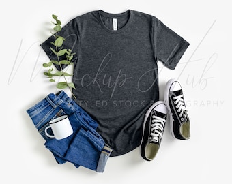 Bella Canvas Mockup | 3001 Heather Dark Grey | 3001 Shirt Mock Up | Grey Tshirt Mockup | Bella Canvas Mock Up | Gender Neutral Mockup