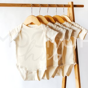 Rabbit Skins Baby Mockup | 4400 Natural Bodysuit | Fall Mockup | Bodysuit Mockup | Baby Mockup | Boho Mockup | Gender Neutral