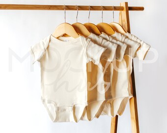 Rabbit Skins Baby Mockup | 4400 Natural Bodysuit | Fall Mockup | Bodysuit Mockup | Baby Mockup | Boho Mockup | Gender Neutral