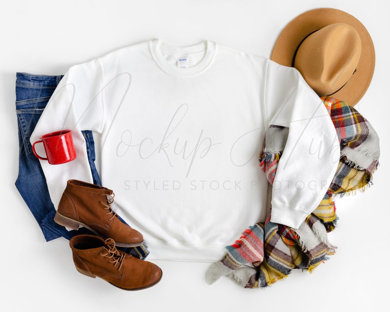 Gildan G18000 Sweatshirt Mockup White Fall Mockup Hygge Etsy