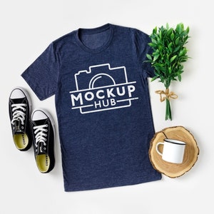 Bella Canvas Mockup | 3001 Heather Midnight Navy | Christmas Mockup | Flat Lay Shirt Mockup | Bella Canvas 3001 Mockup | Tshirt Mockup