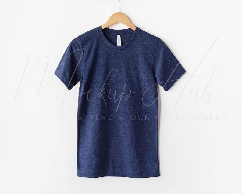 Download Bella Canvas Mockup 3001 Heather Navy 3001CVC Shirt Mock ...
