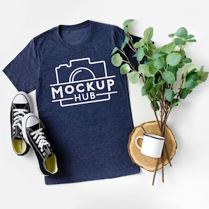 Bella Canvas Mockup | 3001 Heather Midnight Navy | Christmas Mockup | Flat Lay Shirt Mockup | Bella Canvas 3001 Mockup | Tshirt Mockup