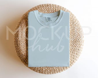 Comfort Colors 1717 Mockup Chambray | Folded CC1717 Tshirt | Simple to Highlight Design | Blue Shirt Mockup