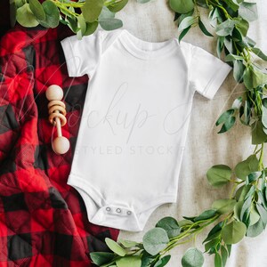 Bella Canvas Christmas Mockup | 100B White Bodysuit | Baby Mockup | Holiday Mockup | Boho Mockup | Gender Neutral | Bella Canvas Mockup