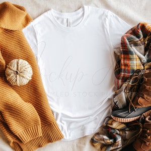 Bella Canvas Fall Mockup | 3001 Weiße | 3001C Shirt Mockup | Weißes Tshirt Mockup | Bella Canvas Mockup | Boho Mockup | Herbst Mockup