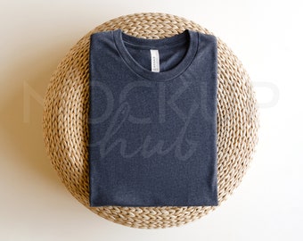 Bella Canvas 3001 Mockup Heather Navy / Spring Mockup / 3001 Shirt Mockup / T-shirt Mockup / Bella Canvas Mockup / Summer Boho Mockup