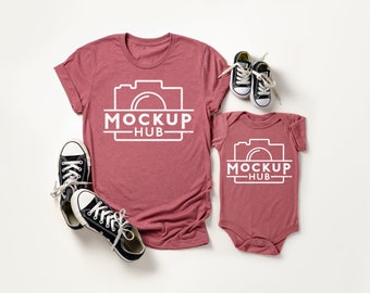 Bella Canvas 3001 Mockup | Bella Canvas Mockup | Mommy and Me Mockup | Tshirt Mockup 3001C Heather Mauve 134B Mauve | Shirt Mockup | Mock Up