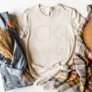 Bella Canvas Fall Mockup | 3001 Natural | 3001C Shirt Mockup | Natural Tshirt Mockup | Bella Canvas Mockup | Boho Mockup | Autumn Mockup