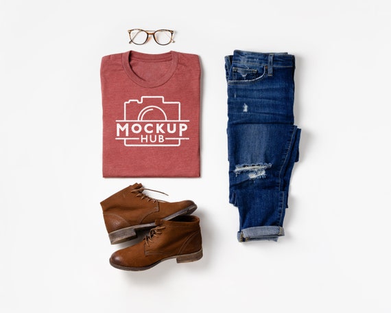 Bella Canvas Mockup 3001 Heather Clay Tshirt Mockup Mockup Etsy