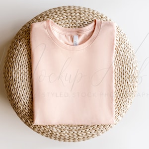 Bella Canvas 3001 Mockup Heather Peach | Spring Mockup | 3001 Shirt Mockup | Tshirt Mockup | Bella Canvas Mockup | Summer Boho Mockup