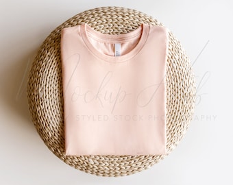 Bella Canvas 3001 Mockup Heather Peach | Spring Mockup | 3001 Shirt Mockup | Tshirt Mockup | Bella Canvas Mockup | Summer Boho Mockup