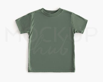 Bella Canvas 3001T Military Green Mockup | Flat Lay Kids Tshirt Mockup | Toddler Mockup | Bella Canvas Mockup | Gender Neutral Mockup