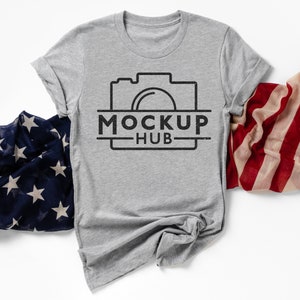 Bella Canvas 3001C Athletic Heather Tshirt Mockup | 4th Of July Mockup | Shirt Mockup | Independence Day Mockup | Military Mockup