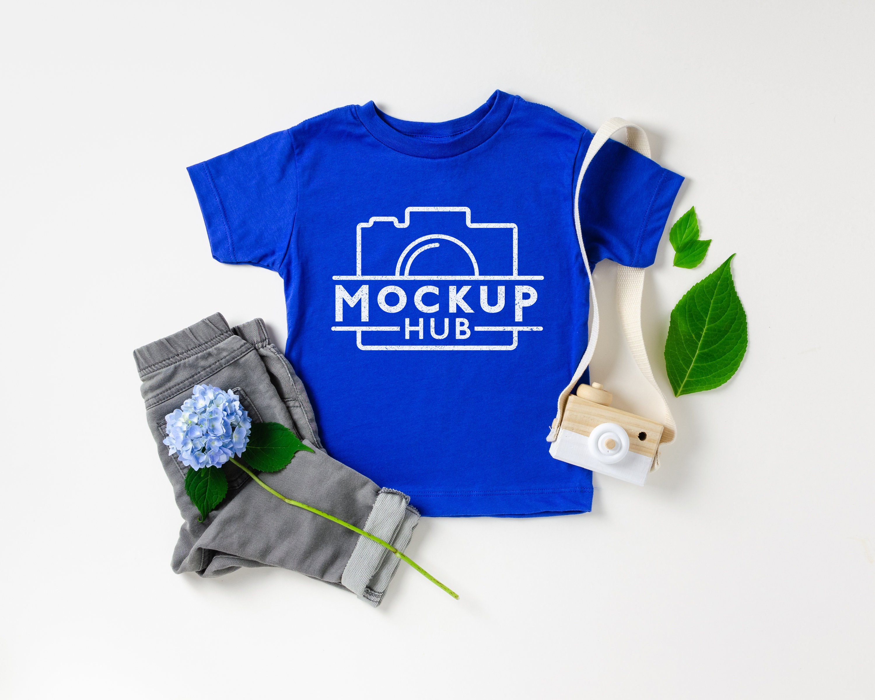 Download Bella Canvas 3001T Royal Mockup Flat Lay Kids Tshirt ...