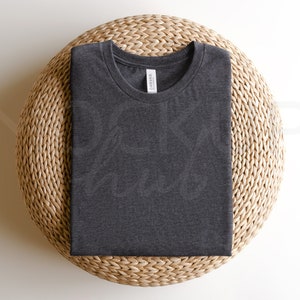 Bella Canvas 3001 Mockup Heather Dark Grey | Spring Mockup | 3001 Shirt Mockup | Tshirt Mockup | Bella Canvas Mockup | Summer Boho Mockup
