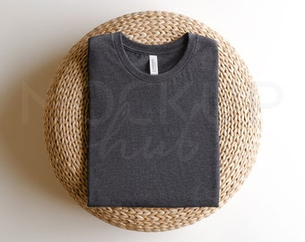 Bella Canvas 3001 Mockup Heather Dark Grey | Spring Mockup | 3001 Shirt Mockup | Tshirt Mockup | Bella Canvas Mockup | Summer Boho Mockup
