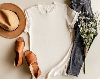 Bella Canvas 3001 Mockup Natural | Spring Mockup | 3001 Shirt Mockup | Natural Tshirt Mockup | Bella Canvas Mockup | Summer Boho Mockup