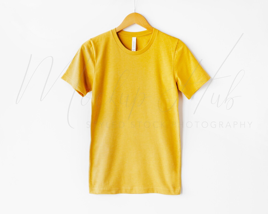 Download Bella Canvas Heather Mustard Mockup Fall Mockup 3001 Shirt ...