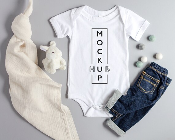 Bella Canvas 100b White Bodysuit Flat Lay One Piece Mockup Etsy