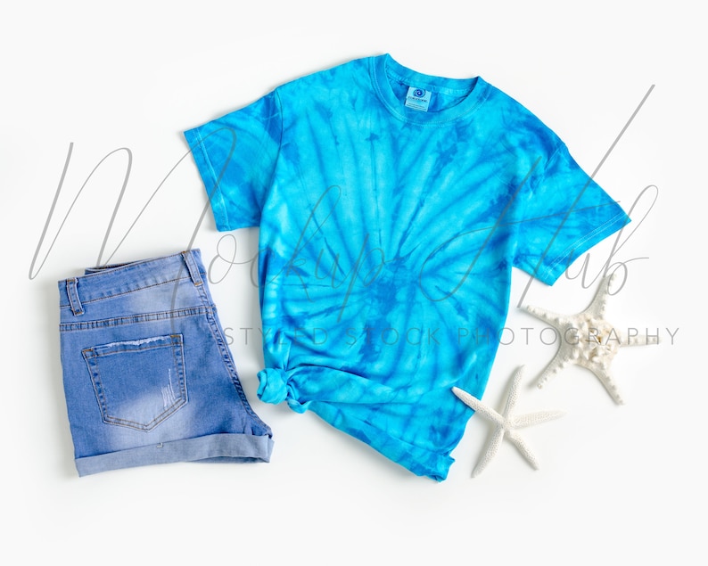 Colortone Tie-Dye Mockup CD101 Spider Turquoise Tshirt | Etsy