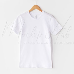Bella Canvas Mockup | 3001 Biały | 3001C Koszula Mock Up | Wiszący Makieta | Bella Canvas Mock Up | Boho Mockup | Wiszący Biały T-shirt