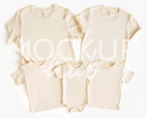 Family Mockup | Bella Canvas 3001T 3001Y 3001C Natural | Shirt Mockup | Toddler tshirt Mockup | Bella Canvas Mockup | 3 Kids Mockup