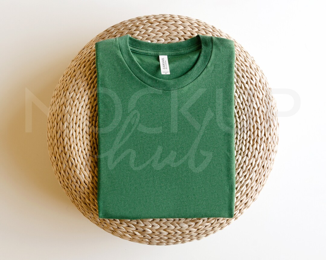 Bella Canvas 3001 Mockup Heather Grass Green | Spring Mockup | 3001 ...