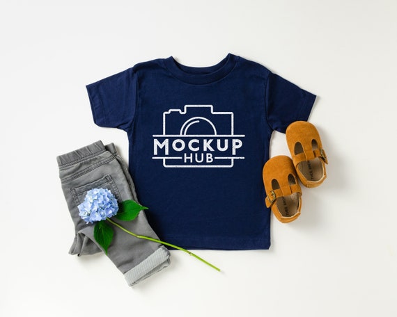 Bella Canvas 3001t Navy Mockup Flat Lay Kids Tshirt Mockup Etsy