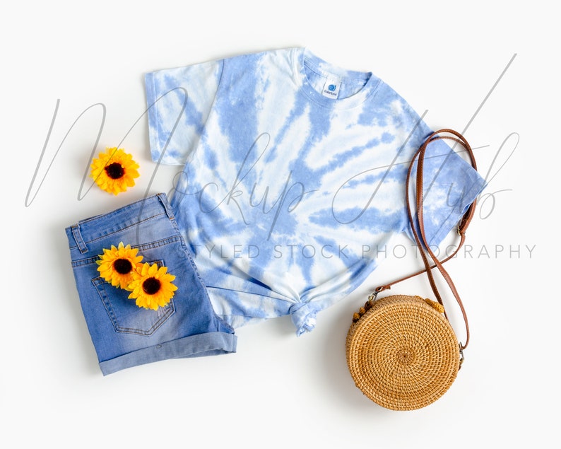 Download Colortone Tie-Dye Mockup CD110 Twist Carolina Blue Tshirt ...