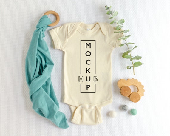 Baby Bodysuit Mockup Rabbit Skins 4400 Natural Flat Lay Etsy