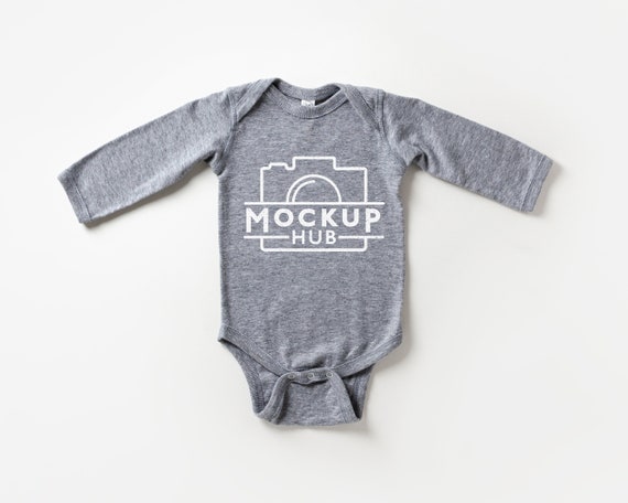 Rabbit Skins 4411 Heather Long Sleeve Bodysuit Flat Lay One