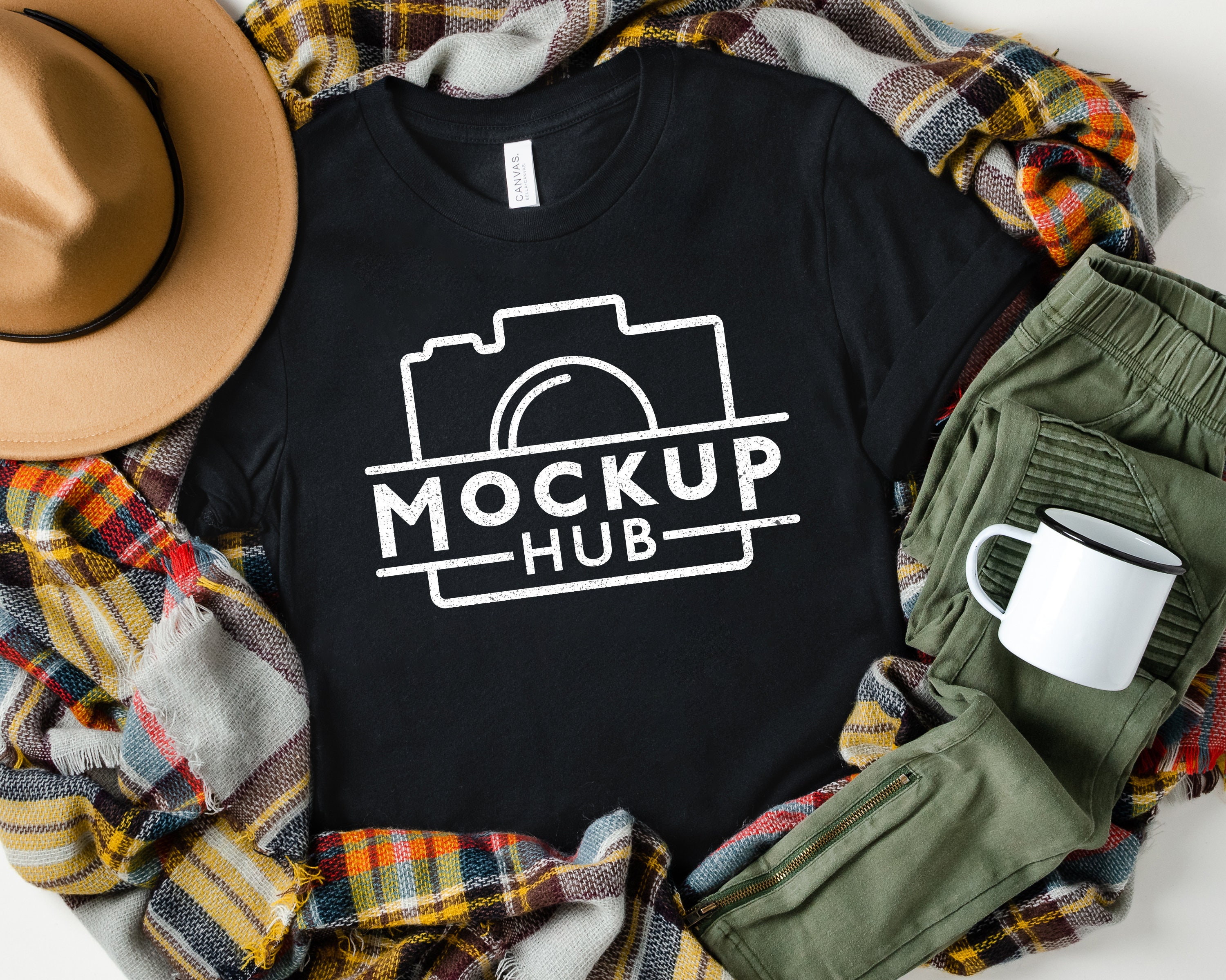 Bella Canvas Fall Mockup Black Tshirt Flat Lay Shirt Mockup Etsy