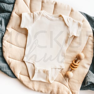 Rabbit Skins Baby Mockup | 4400 Natural Bodysuit | Fall Mockup | Bodysuit Mockup | Baby Mockup | Boho Mockup | Gender Neutral