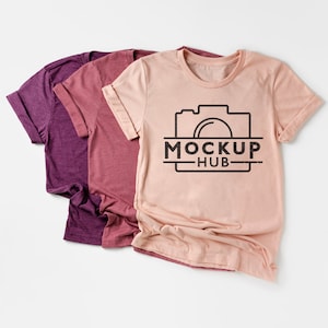 Bella Canvas Peach Mauve Maroon Color Showcase Camiseta / Flat Lay Camisa Mockup / Women's Mock Up / Tshirt Mockup / Bella Canvas 3001C Mockup