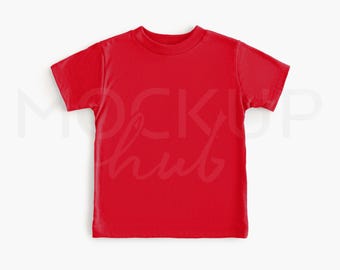 Bella Canvas 3001T Red Mockup | Flat Lay Kids Tshirt Mockup | Toddler Mockup | Bella Canvas Mockup | Gender Neutral Mockup | Kid Mockup
