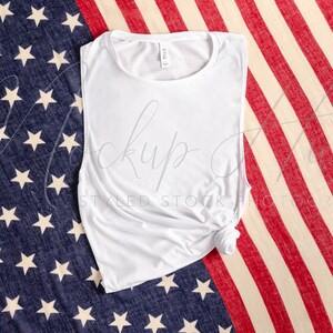 Bella Canvas 4th of July Mockup | Tank Top Mockup | 8803 White Muscle Tank | Bella Canvas Mockup | Patriotic Mockup | Military Mockup