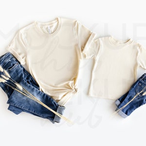 Bella Canvas Mommy and Me Mockup | 3001C Natural | 3001T Natural | Bella Canvas Mockup | Tshirt Mockup | Fall Mockup | Boho Mockup | Toddler