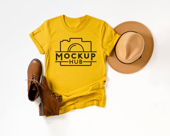 Download Bella Canvas Mustard Tshirt Flat Lay Shirt Mockup Etsy