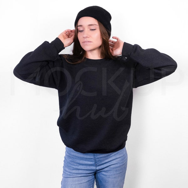 Gildan G180 Mockup Black | Model Mockup | G180 Sweatshirt Mockup | Tshirt Mockup | Gildan Mockup | Valentines Day Mockup | Hipster Mockup