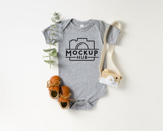 Bella Canvas 100b Athletic Heather Bodysuit Flat Lay One Etsy