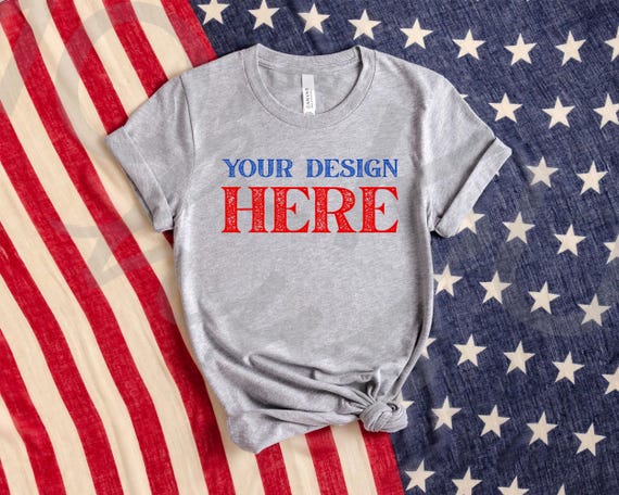Bella Canvas 4th of July Mockup | 3001 Heather Athletic | Bella Canvas Mockup | 3001 Shirt Mock Up | Grey Tshirt | Military Patriotic Mockup