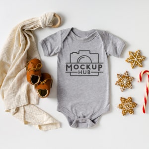 Bella Canvas Grey Bodysuit | Athletic Heather Christmas Mockup | Baby Mockup | Bella Canvas 100B | Tshirt Mockup | Mockup Bella & Canvas