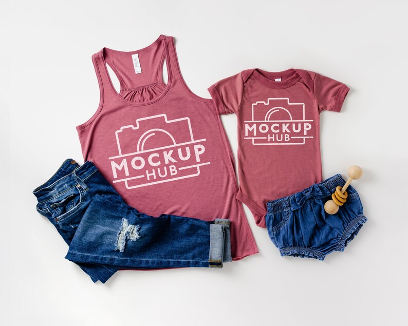 Download Bella Canvas Mommy and Me Mockup Flat Lay Mockup Tshirt | Etsy