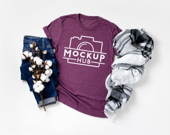 Bella Tela Mockup Autunno Mockup Mockup di Halloween 3001 Heather Maroon Tshirt Mockup Mockup Bella & Tela T-shirt di Mockup 3001C