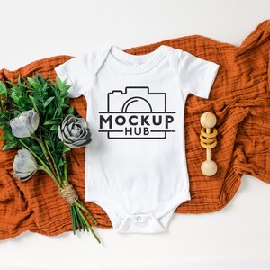 Bella Canvas 100B White Bodysuit | Flat Lay One Piece Mockup | Baby Mockup | Shirt Mockups | Bella Canvas Mockup | Gender Neutral Mockup