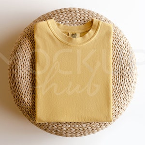 Comfort Colors 1717 Mockup Mustard | Folded Mockup | 1717 Shirt Mockup | Tshirt Mockup | Comfort Colors Mockup | Boho Mockup | Retro Mockup